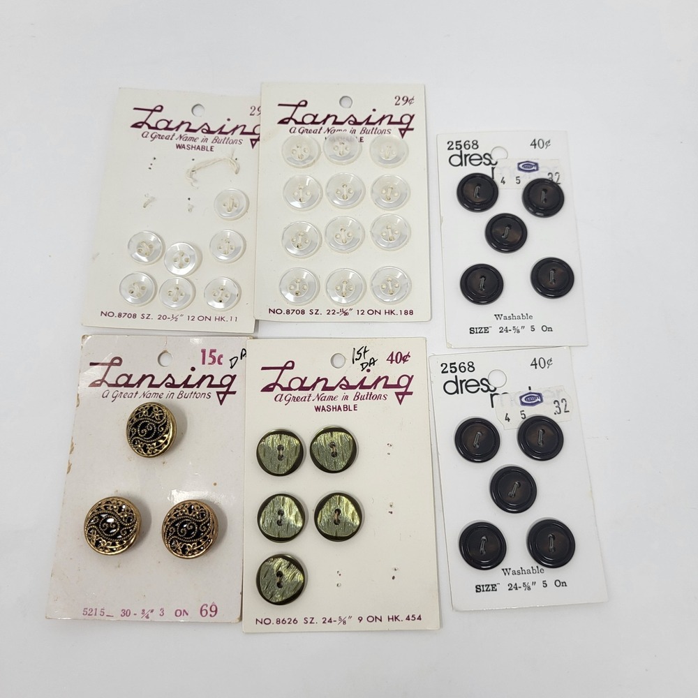 Vintage Lansing Buttons New On Card NOS